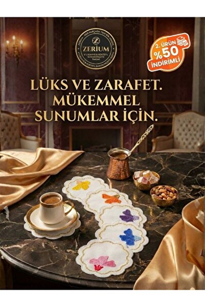 ZERİUM Premium 6’lı Kokteyl ve Kahve Altı Sunum Peçetesi Çiçek Serisi No:1