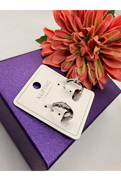XUPING JEWELRY X Model Steel Earrings with Zircon Stone on Mini Hoop