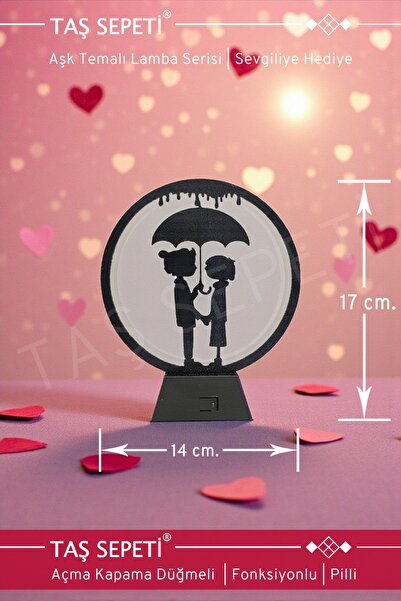 TAŞ SEPETİ Sevgililer Günü Hediyesi Şemsiye Altında Romantik Çift | Sevgiliye...