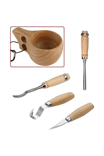AyrStore Ahşap Oyma Iskarpela Alet Seti Kaşık Heykel Kuksa Oval Düz Oyma Yont...