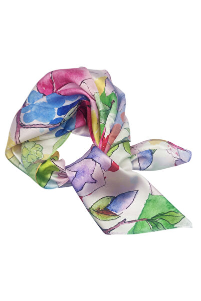 PRAVALIA CU SURPRIZE TRACY Women's Scarf with Flowers, 70x70cm