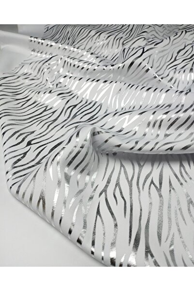 Kumaş Parça White Lame Varaklı Diver Jersey Fabric (Width 140 cm X Length 80 cm)