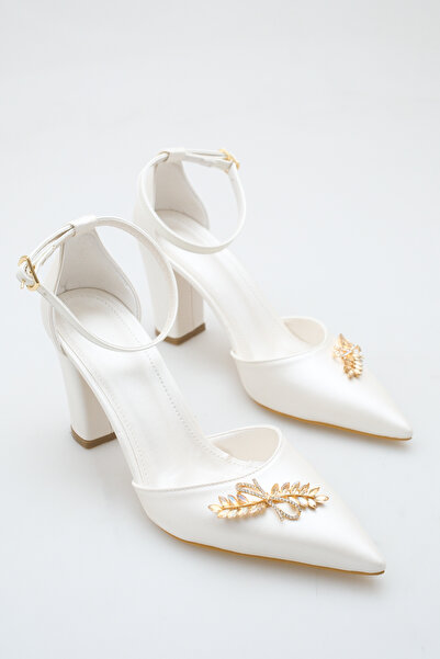 FOLLOWIN Women's Stoned Pointed Toe Ankle Strap Thick Heeled Evening Dress Sh...