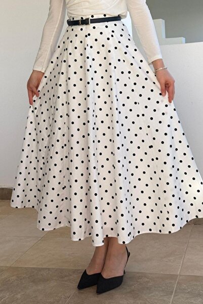 Şulemoda Giyim Polka Dot Skirt White
