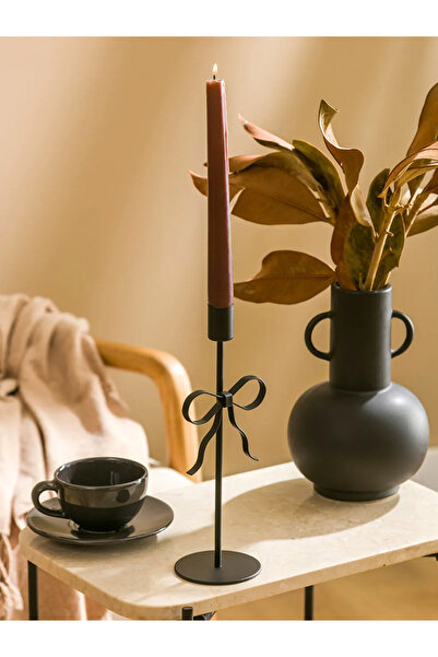 LC Waikiki LCW HOME Siyah Fiyonk Görünümlü Metal Mumluk 26 Cm