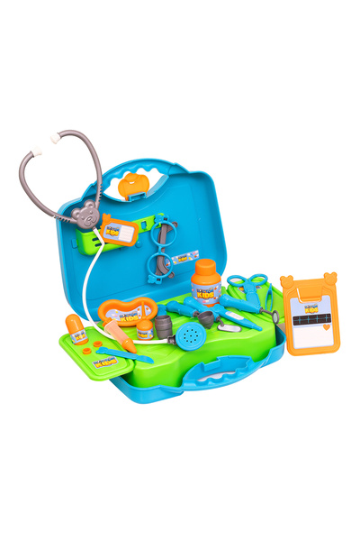 Realx Çantalı Oyuncak Eğitici Doktor Hemşire Gerçekçi Set 25 Parça CE Mavi