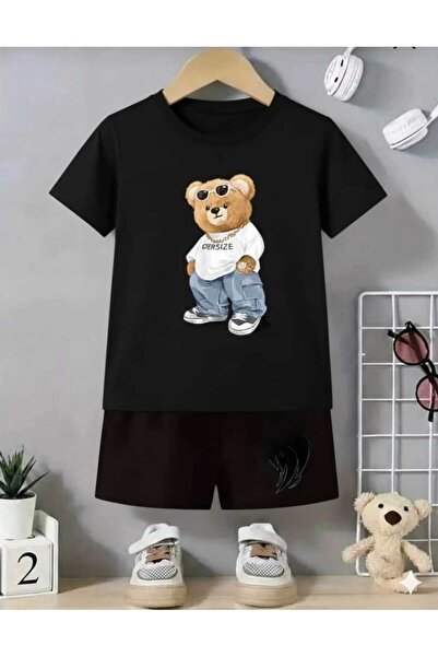 Nice Clothes Children's Tracksuit Set Hooded Unisex Owsize Bear Print