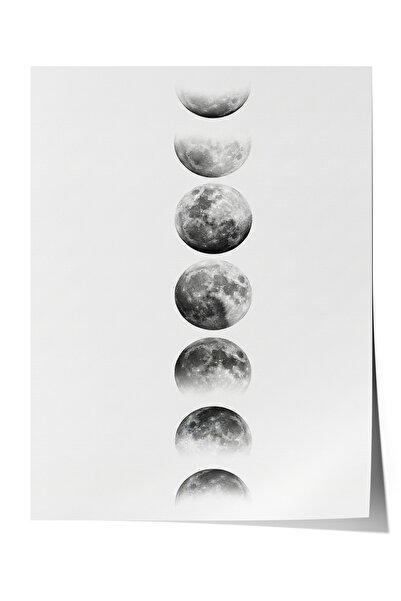 Zestia Poster Phases of the Moon Black and White Living Room Decor