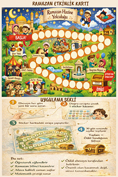 Ayza Tasarım Ramazan Etkinlik Kartı ile Hazine Yolculuğu – Çocuklar İçin Eğit...