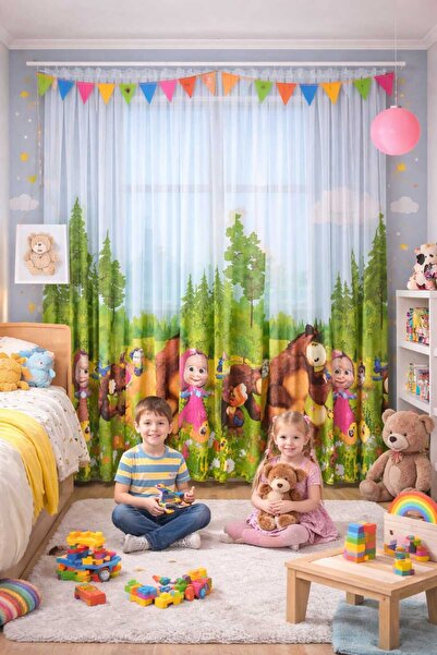 Görkem ÇOCUK PERDESİ ÇİZGİ FİLİM KARAKTERLİ 1/3 ŞIK PİLELİ ERKEK VE KIZ ÇOCUK...