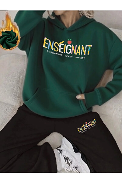 ALEYZA MODA Printed Top and Bottom Tracksuit Set Oversize Hooded