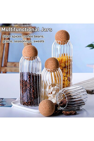 Generic Premium Quality Glass Storage Jars with wooden lid, Set of 3