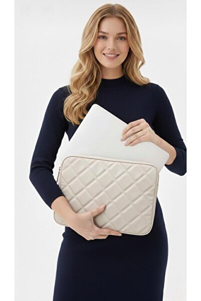 estrella paris Laptop Bag MacBook Air Pro 13 Inch Quilted Caprice Cream