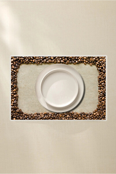 Grafiklas Kahve Çekirdekli Silinebilir Amerikan Servis 4’lü - Kahve Temalı De...