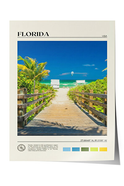 Zestia Poster Florida Plaža Put Gradski Pejzaž Salon Dekor