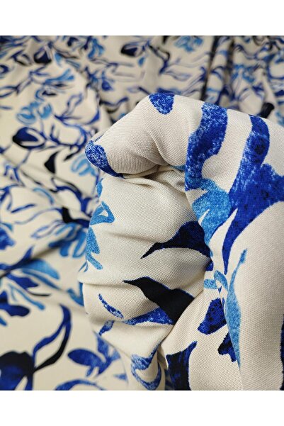 Kumaş Parça Cotton Viscose Fabric in Blue and Black Colors (Width 150 cm X Le...
