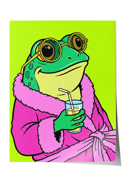 Zestia Εικονογράφηση Βάπορα Ποπ Αρτ που πίνει κοκτέιλ με γυαλιά αφίσας, Διακό...