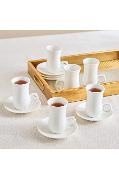 Home Box Crimsson 12-Piece Porcelain Tea Cup and Saucer Set - 260 ml