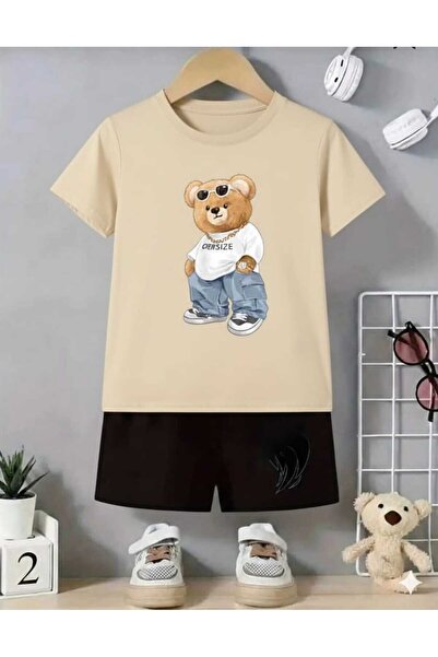 Nice Clothes Children's Tracksuit Set Hooded Unisex Owsize Bear Print