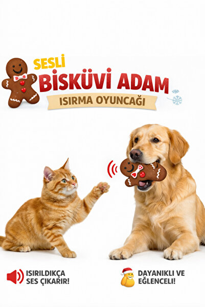 Yenilig Sesli Biscuit Man Dog and Cat Bite Toy – Durable, Fun, Sound-Producin...