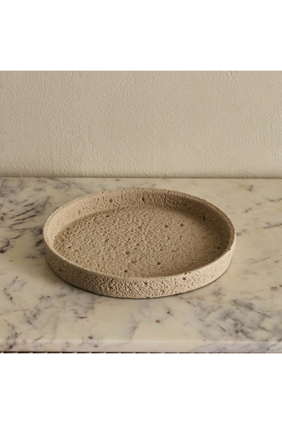 Home Box صينية أسمنتية دائرية مزخرفة من أودري إيدن - 23×23×3 سم