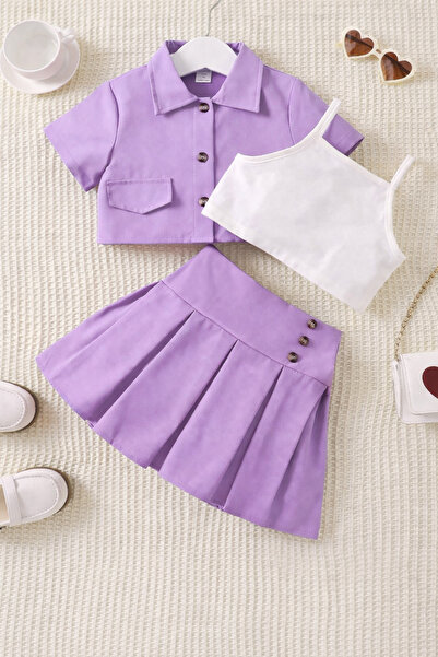 tunay moda Skirt, Jacket, Undershirt, and Bow Buckle