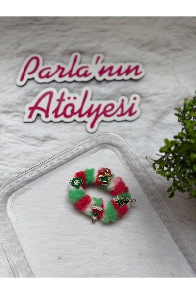 SOFT Novogodišnji šarm, šareno perje, elastična gumica za kosu