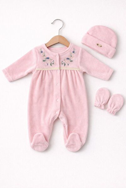 Eda Baby Velvet Jumpsuit with Snap Buttons on the Front
