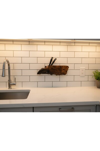 Rusticwood El yapımı, Doğal ahşap, Ceviz ağacı, Rustic bıçak standı-Mutfak or...