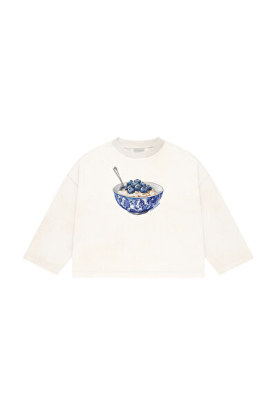 lethestudios Breakfast Bowl Baskılı Uzun Kollu Basic T-Shirt