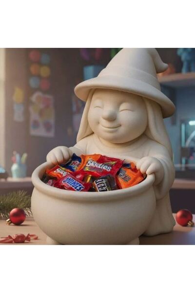 3DBoyuthane Neşe Witch Decorative Sugar Bowl & Storage Bowl