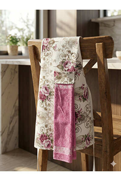 FERAY TEXTILE Desenli Mutfak Önlüğü ve Kadife Havlu Seti (30x50) – Şık & Kull...