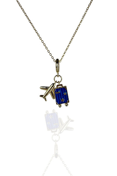 Brethils Hanging Airplane Charm Necklace Travel Themed Gift Boxed 45 cm