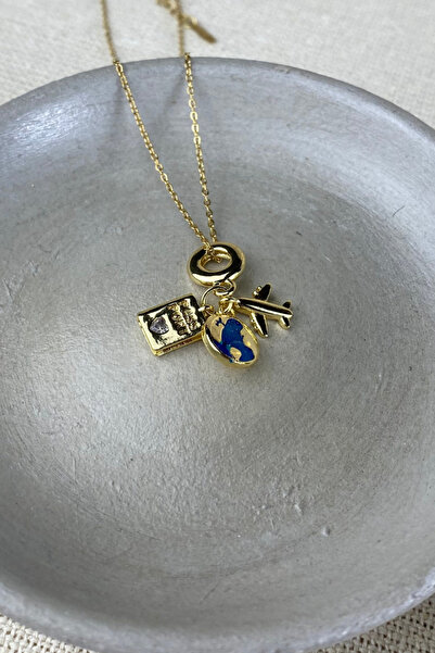 Brethils Hanging Airplane Charm Necklace Travel Themed Gift Boxed 45 cm