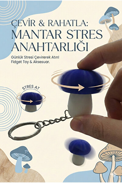 FESTİLO Mushroom Shaped Stress Relief Keychain Bag Accessory