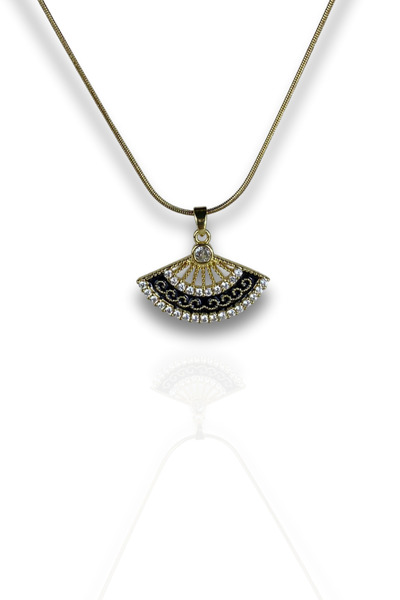 Brethils Zircon stone fan necklace - tarnish resistant - 45 cm - ships in gif...