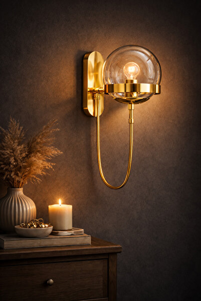 VEYRA Modern Gold Cam Küre Duvar Aplik