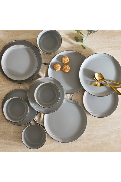 Home Box طقم عشاء إليجينزا منقوش مكون من 12 قطعة - يكفي 4 أشخاص