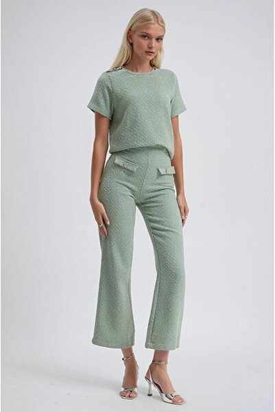 Lijuri Textured blouse and wide-leg pant set 10316