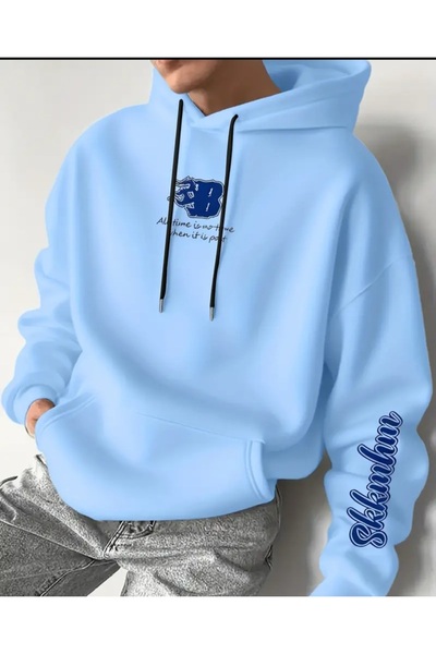 ORVIO Group Men's Hoodie White Hooded Sweatshirt Printed Oversized Comfortabl...