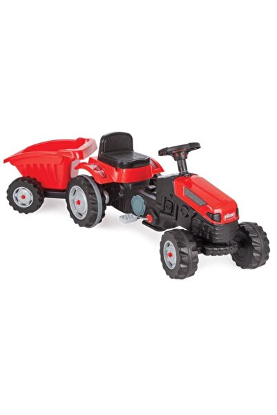 FeyzaDesign Kırmızı Römorklu Traktör, Dayanıklı ve Güçlü Tarım Makinesi