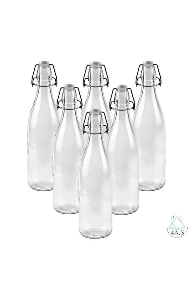 Generic Premium Glass Bottles with Swing Top Lid, Clear, Pack of 6