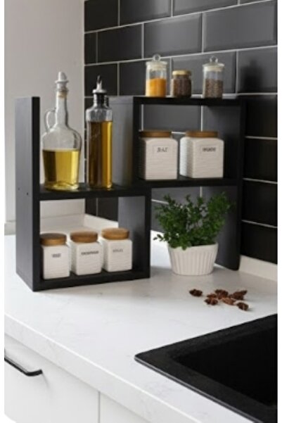 Piarcab Ayarlanbilir Çok Amaçlı Tezgah Üstü Raf, Baharatlık Siyah
