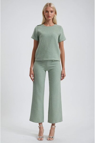 Lijuri Set bluză texturată și pantaloni largi 10316