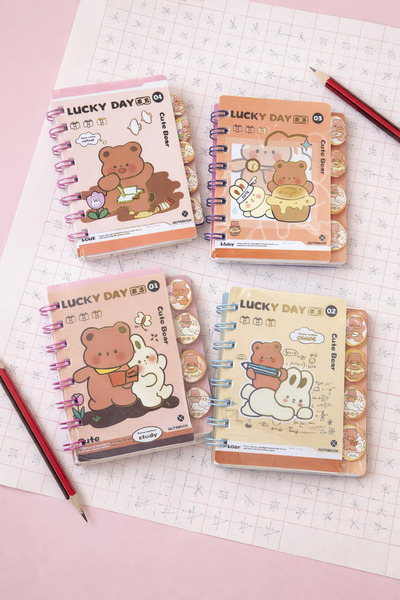 NaSaDAN Kawaii Cute Bear Spiralli Mini Not Defteri (TEKLİ) - Sevimli Ayıcık İ...