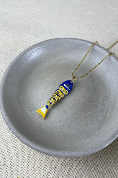 Brethils Colorful Enamel Fish Pendant Stainless Steel Necklace Sent in Gift B...