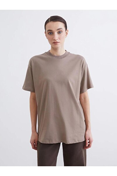 LC Waikiki Кафява дамска тениска с велосипедна яка (S6)