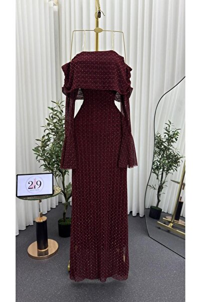 Boutique 219 Long lace dress with sparkling embroidery