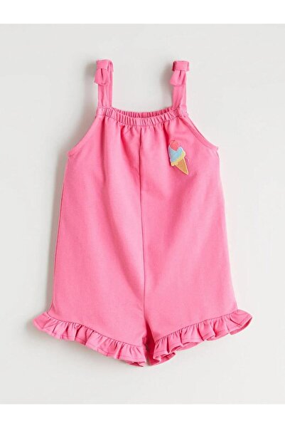 LC Waikiki Pink Embroidered Girls' Jumpsuit (S6)