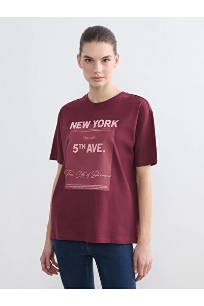 LC Waikiki Tricou oversize pentru femei cu imprimeu New York (S6)